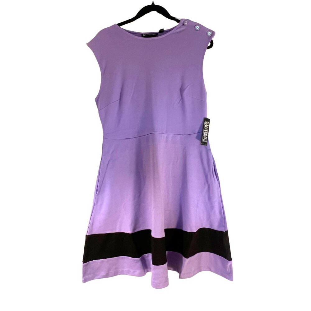 Contrast Stripe Shoulder-Button Flare Dress  // NY&C // Size: L